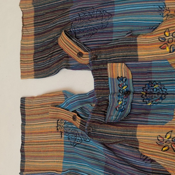 Himalaya Handmade Hippie Style Colorful Patchwork Overalls w/ Stamped Patterns - Picture 3 of 7